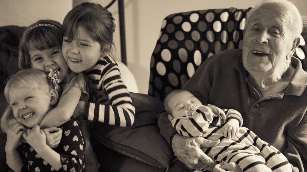 Great Grandpa with Kids-9